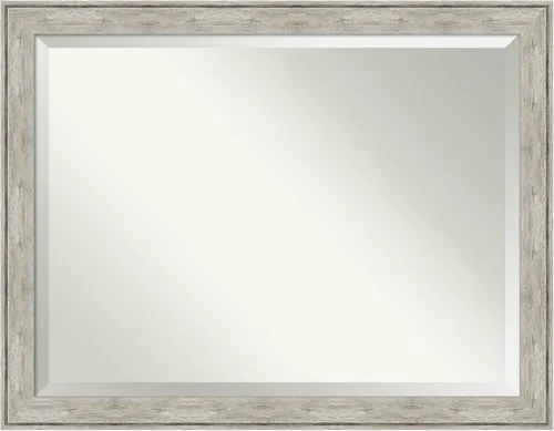 Vista 7 de Amanti Art - Espejo plateado para baño sobre lavabo, espejo de tocador rectangular metálico agrietado de 25x21, marco rústico pequeño