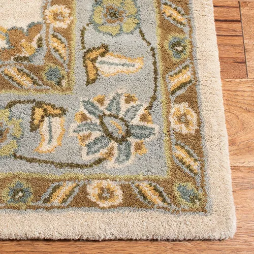 Vista 4 de SAFAVIEH Classic Collection - Alfombra decorativa de 2 x 3 pies, marfil y azul claro, hecho a mano, lana oriental tradicional, ideal para zonas