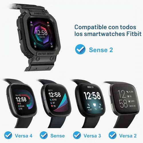 Vista 2 de amBand Compatible para Fitbit Versa 4/3/2 / Fitbit Versa Lite / Fitbit Sense 2 / Correas de Fitbit Sense con estuche, correa protectora para reloj