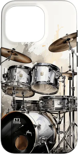 Vista 20 de Vintage Drum Set Drawing Funda para iPhone 17