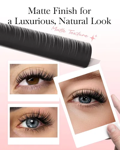 Vista 4 de BEYELIAN Extensiones de pestañas planas, extensiones de pestañas elípticas 0.15 C Curl 0.28-0.59 pulgadas 16 filas extensiones de pestañas negras
