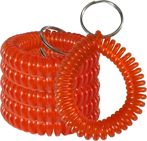 Vista 8 de Llavero de resorte de bobina de muñeca de plástico Llavero espiral estirable Llaveros Llaveros de muñeca 6 colores mezclados