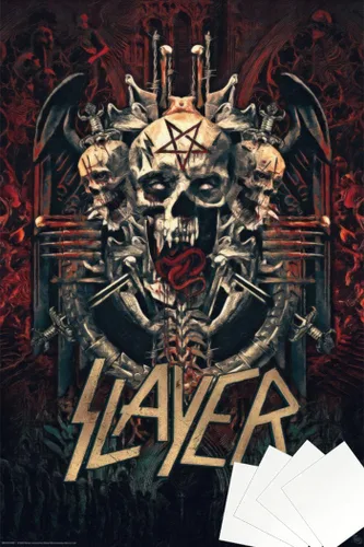 Vista 8 de Slayer - Póster musical (Skullgram, calavera y pentagrama) (tamaño: 24 x 36 pulgadas)