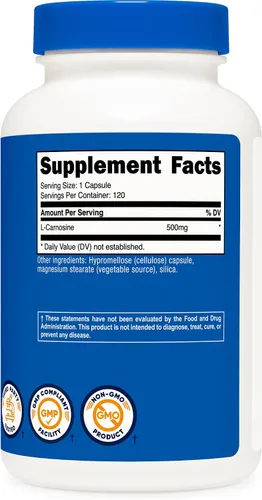 Vista 5 de Nutricost L-Carnosina 500 mg, 120 cápsulas - Sin gluten y sin OMG
