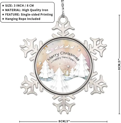 Vista 2 de Christmas Hat Dog Snowflake Ornaments Pug Dog Ornament for Christmas Tree Decor Believes in Santa Claw Metal Custom Pet Christmas Ornaments 2023