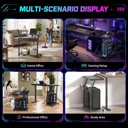Vista 8 de FANXIYQ Soporte de torre para computadora con estación de carga, carrito