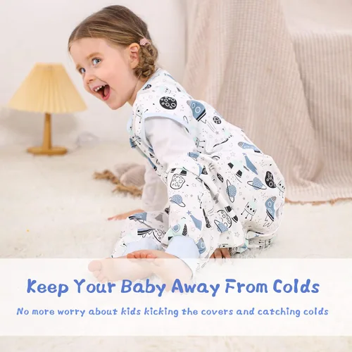 Vista 5 de WONDAY Toddler Sleep Sacks, Sleeveless Sleep Sack with Legs 12M-5T Planet