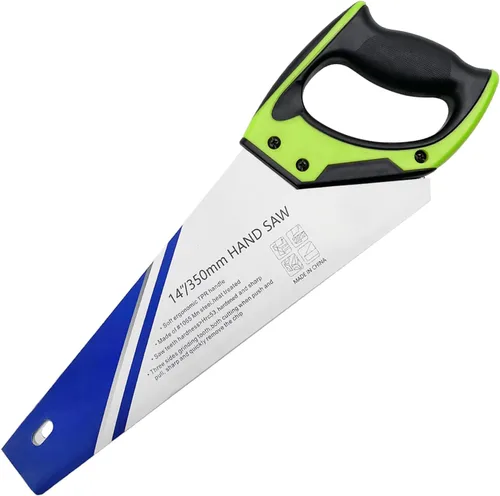 Vista 5 de Sierra de mano de madera de 14 pulgadas, sierra de mano universal 11 TPI mango ergonómico antideslizante sierra de madera a prueba de óxido