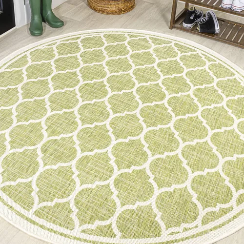 Vista 24 de JONATHAN Y Tapete marroquí con diseño enrejado para interiores y exteriores, 2 x 8 pies, marrón/beige, tejido texturizado de trébol para patio