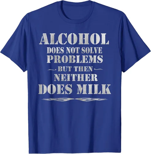 Vista 20 de Alcohol Does Not Solve Problems. But Then, Neither Does Milk T-Shirt Asphalt Grey