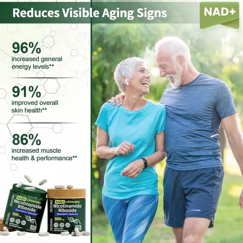 Vista 7 de Suplementos NAD para mujeres y hombres, ribósido liposomal de nicotinamida 900 mg, suplemento de resveratrol NAD, quercetina, suplemento NAD+