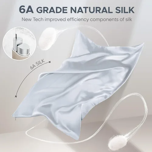 Vista 3 de [Usado] Funda de almohada de seda de morera 100 % pura para cabello y piel, resistente a los alérgenos, doble cara, fundas de almohada de seda
