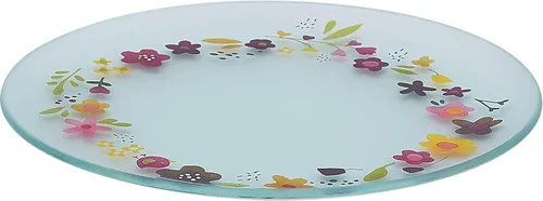 Vista 2 de Pavilion - Bandeja para velas de vidrio esmerilado floral pintada a mano, 7.25 pulgadas