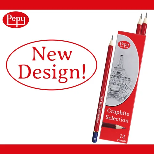 Vista 2 de Pepy Lápices de dibujo profesionales de grafito, juego de 12 lápices de plomo negros preafilados B; perfectos para dibujar, dibujar y sombrear