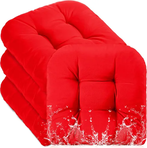 Vista 9 de Barydat 4 piezas de cojines para sillas de exterior 48 x 48 cm a prueba de agua con protección solar para muebles de patio, cojín de asiento Crema