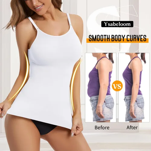 Vista 4 de Ysabeloom Camisola de compresión para mujer, con control de barriga, moldeadora, camiseta de compresión
