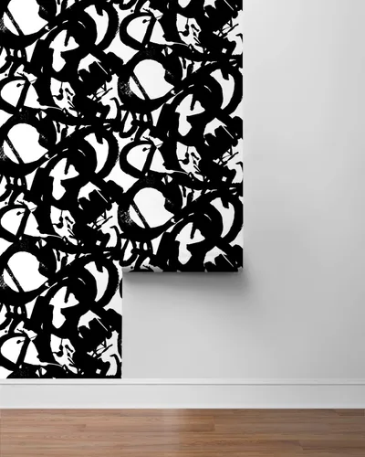 Vista 7 de NextWall Inkblot - Papel tapiz abstracto para despegar y pegar (ónix)