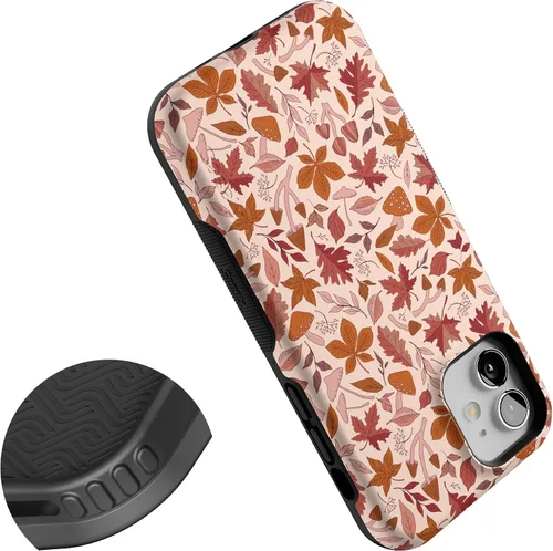 Vista 5 de Funda Casely para iPhone 12 Mini No puedo evitar enamorarme Hojas de otoño Compatible con MagSafe Diseño protector audaz