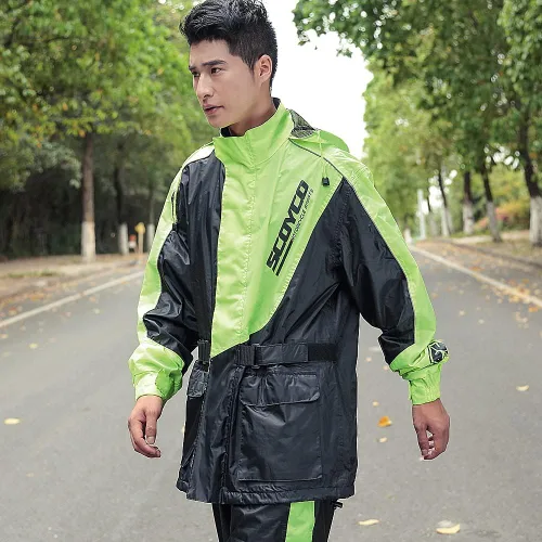 Vista 4 de SCOYCO Traje de lluvia para motocicleta, para hombre, reflectante, impermeable, para motocross, abrigo con pantalón para adultos, ciclismo