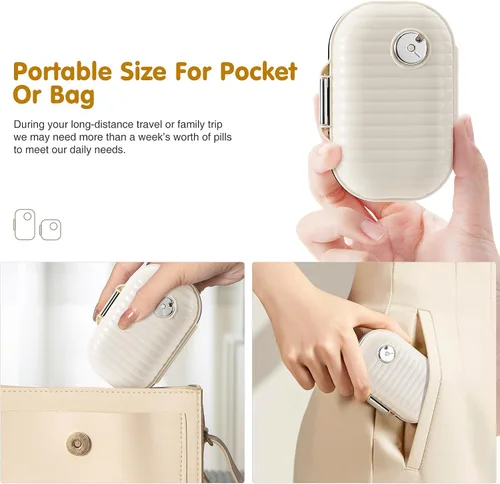 Vista 6 de Zannaki Pastillero portátil pequeño semanal organizador de pastillas, bonito pastillero a prueba de humedad para bolsa de bolsillo, mini bolsillo