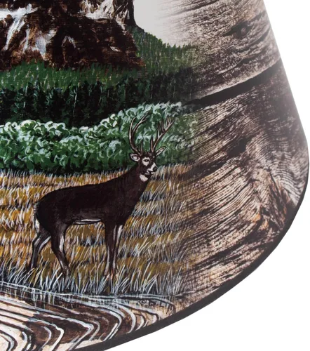Vista 5 de Aladdin Pantalla de lámpara de aceite de pergamino, accesorio de base de 14 pulgadas, diseño de montaña rocosa