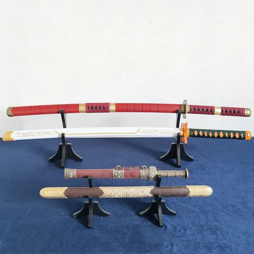 Vista 5 de WANLIAN Soporte de espada, soporte de exhibición de armas de dos capas, soporte de madera samurai espada Katana soporte de exhibición