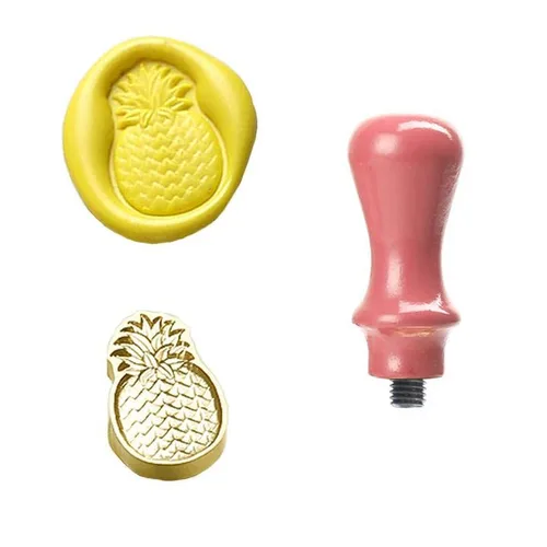 Vista 9 de Kit de sellado de cera con diseño de fresa en relieve, cabeza de sello de cera, mango de madera para tarjetas, sobres, decoración