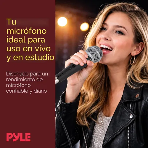 Vista 7 de Pyle PDMIC59 - Micrófono vocal dinámico profesional, micrófono de mano dinámico cardioide unidireccional con interruptor de encendido/apagado