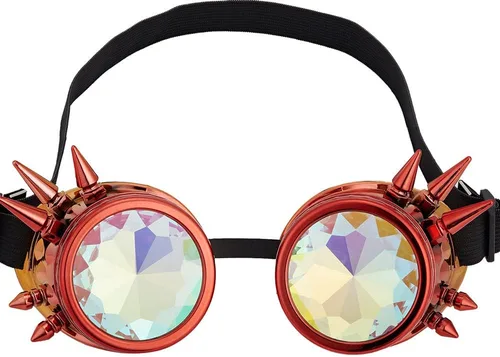 Vista 78 de Gafas caleidoscopio para raves trippy psicodélico steampunk con lentes de cristal de difracción de prisma arcoíris