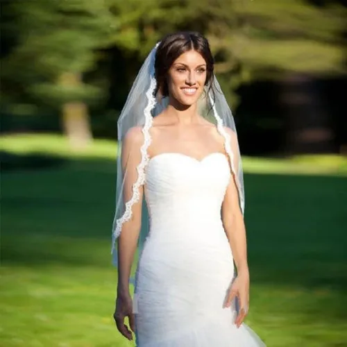 Vista 8 de Cliory Velo de novia de encaje velo de novia corto velo de novia simple peine velo de novia velo de despedida de soltera velo para novia y mujeres