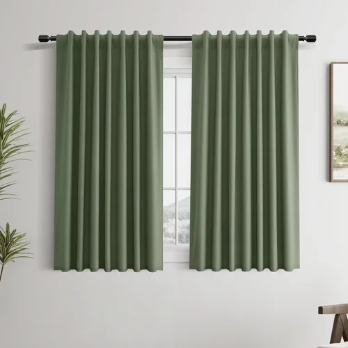 Vista 28 de Guken Cortinas opacas de lino, 2 paneles rústicos, elegantes, 100% opacas, con aislamiento térmico, banda de ganchos y trabilla trasera, 52 x 84