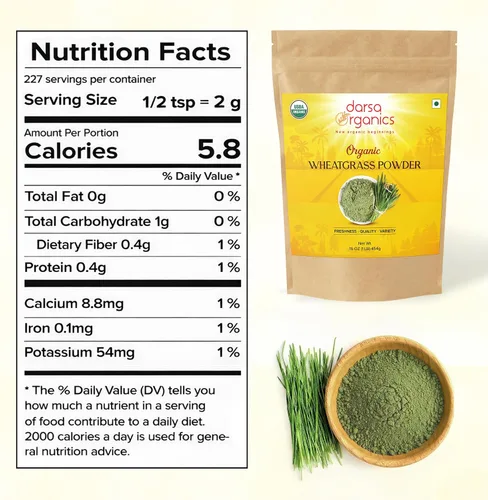 Vista 2 de Wheatgrass - Polvo de 1 libra – Hierba de trigo orgánica USDA de primera calidad, polvo verde molido fino para una mezcla suave, sin OMG, vegano