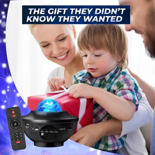 Vista 3 de Proyector de galaxia con luz de estrella para dormitorio, altavoz Bluetooth, brillo ajustable, 10 opciones de color, modos de temporizador Nubes