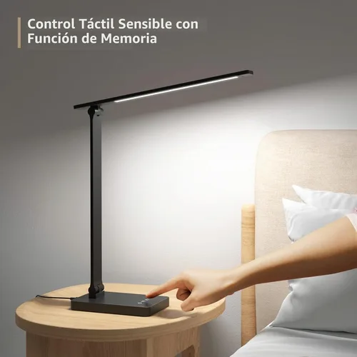 Vista 6 de Lámpara de escritorio LED Lepro con puerto de carga USB, lámpara de mesa regulable para el hogar y la oficina con control táctil para lectura, 650