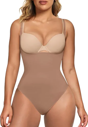 Vista 8 de SHAPERX - Body moldeador con control de abdomen para mujer, busto abierto, sin costuras, de compresión, de cintura alta