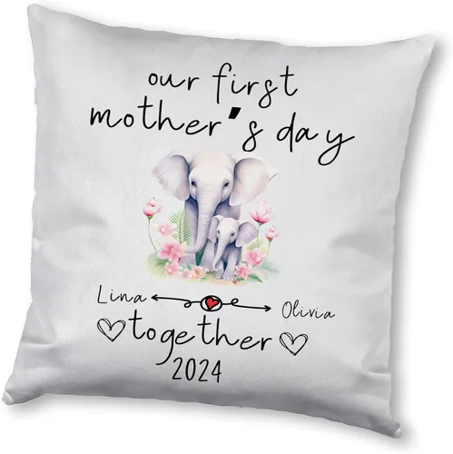 Vista 11 de Mother's Day Elephant, Personalised Pillow Case Decor for Home, Present for Mom, Grandmother, for Her