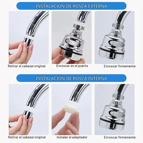 Vista 8 de Cabezal rociador de grifo, accesorio extensor de grifo giratorio 360