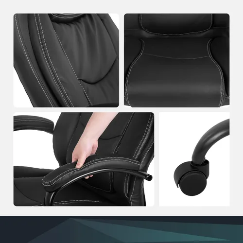 Vista 7 de Sillas de oficina para personas pesadas, grandes y altas, asiento ancho de 500 libras, silla de escritorio ergonómica de piel sintética, silla