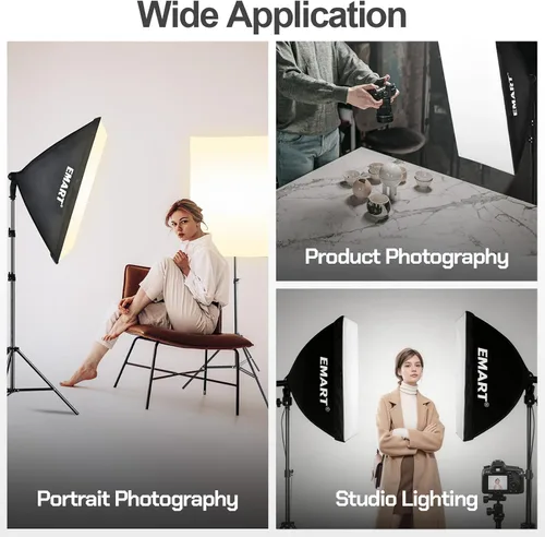 Vista 4 de EMART Bombilla de espectro completo, atenuación de 50 W, lámpara LED de 3000 K-6000 K para kit de iluminación Softbox, estudio de fotografía, hogar