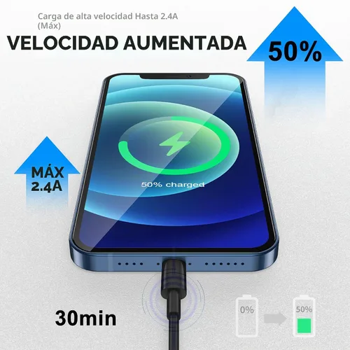 Vista 5 de FUPYWP Cable para CarPlay de iPhone en el automóvil, cable de carga para automóvil, cable USB A a Lightning de carga rápida y transferencia de datos