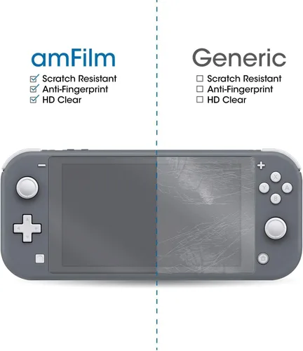 Vista 4 de amFilm Protector de pantalla de vidrio templado para Nintendo Switch Lite 5.5'' 2019, paquete de 3