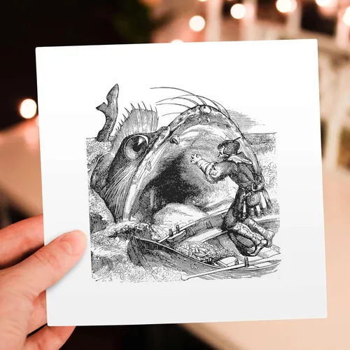 Vista 6 de 3dRose Tarjeta de felicitación - Baleine Un gran diccionario de criatura marina infernal Cut Out - Ilustración clásica - Criatura demoníaca