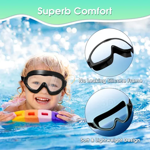 Vista 3 de EverSport Paquete de 2 gafas de natación para niños, gafas de natación antivaho para niñas y niños de 3 a 15 años