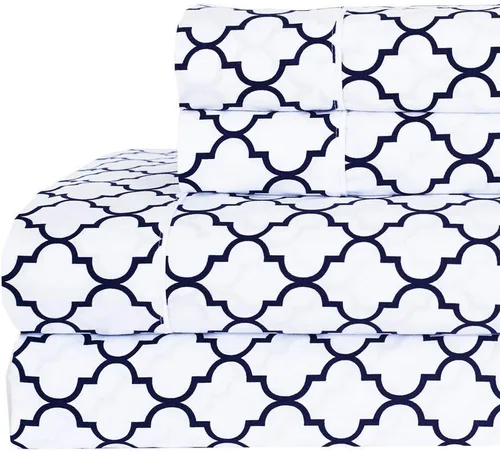 Vista 10 de Royal Tradition Meridian - Juego de 2 fundas de almohada de 340 hilos, 100% algodón, tamaño Queen, color azul y blanco