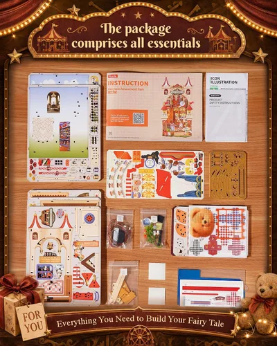 Vista 6 de Rolife Kits de rincón de libros para adultos, parque de atracciones de cuento de hadas, rompecabezas de madera 3D para decoración de estanterías