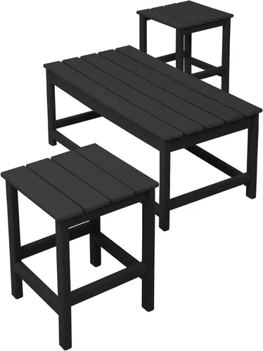 Vista 4 de WestinTrends Malibu - Juego de mesa auxiliar y café para silla Adirondack, 3 piezas, color negro