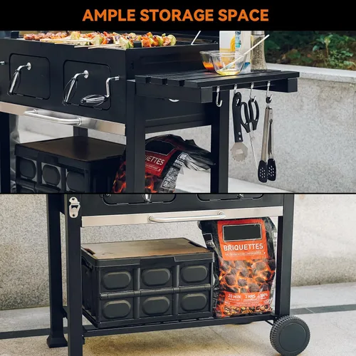 Vista 7 de ONLYFIRE GRILLS Parrilla grande de carbón para barbacoa de 64.5 pulgadas