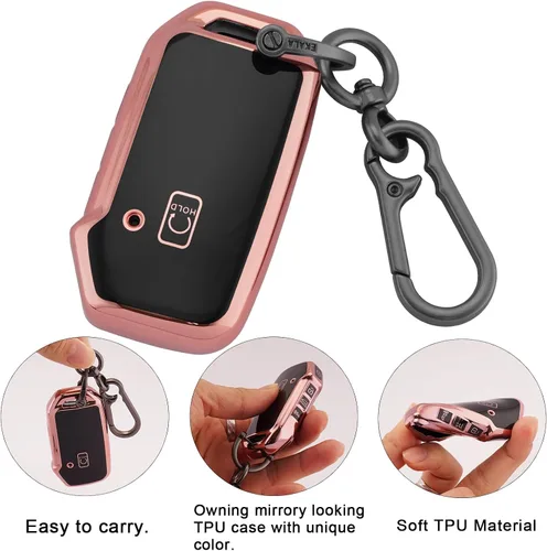 Vista 3 de EKALA Funda para llavero de TPU suave con llavero, Oro Rosa