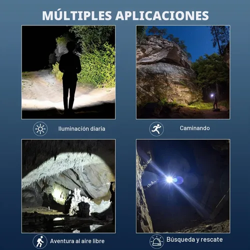 Vista 8 de KINGCAESAR Linternas recargables de alto lúmenes, 90,000 lúmenes, luz de flash súper brillante con 5 modos, IPX7 impermeable potente linterna LED