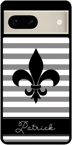 Vista 2 de Fleur De Lis - Funda de goma negra personalizada para teléfono compatible con Google Pixel 10, 10 Pro, 10 Pro XL, 9a, 9 Pro, Pixel 9, Pixel 9 Pro